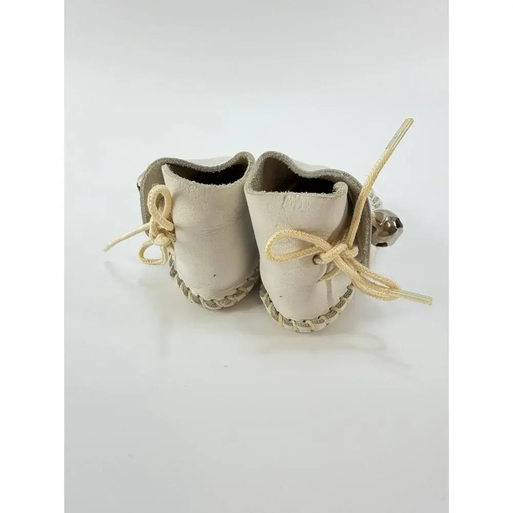 Vintage Minnetonka PA POO SHU Baby Boots White Leather Size 3 Moccasins